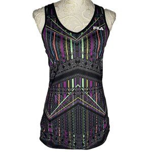 Fila Sport Performance Sz M Active Tank top Geometric Tribal Colorful Black